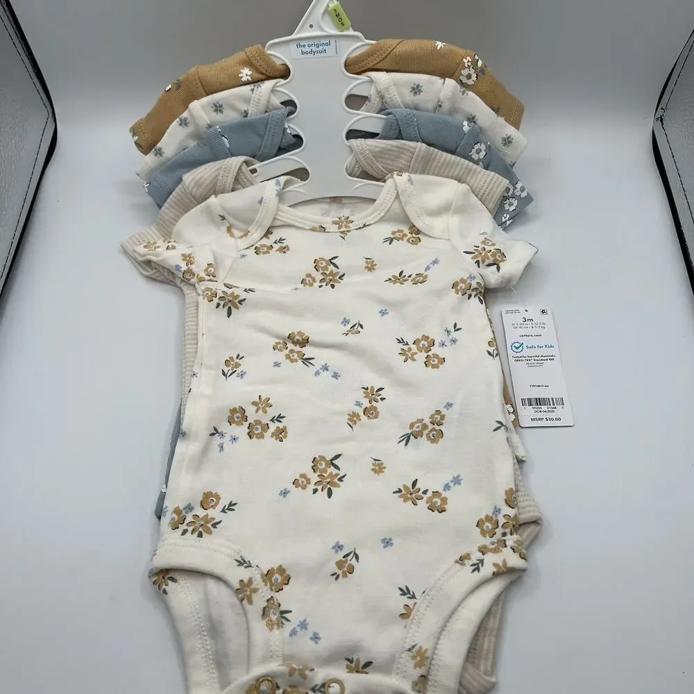 Carter’s 5-Pack Baby Girl Floral Short-Sleeve Original Bodysuits 3 Months NWT